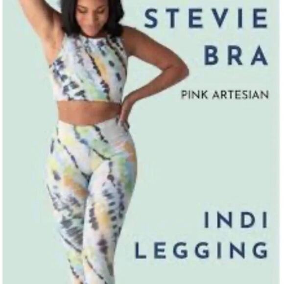 SAVVI Fit Stevie Bra (M) Indi Leggings (XS) Set Yoga Workout Outfit Sports 2 Pc - Picture 1 of 14
